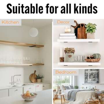 EVALD Floating Shelf Brackets | Hidden Black Carbon Steel Brackets for 6-inch Board (5 1/4" True Size) Kitchen, Nursery | Minimalist Design for Fireplace Mantel, Bookshelves, Bar Wall Shelves 4 Pack