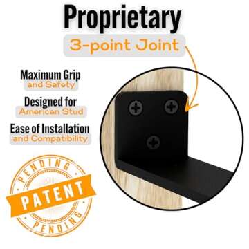 EVALD Floating Shelf Brackets | Hidden Black Carbon Steel Brackets for 6-inch Board (5 1/4" True Size) Kitchen, Nursery | Minimalist Design for Fireplace Mantel, Bookshelves, Bar Wall Shelves 4 Pack