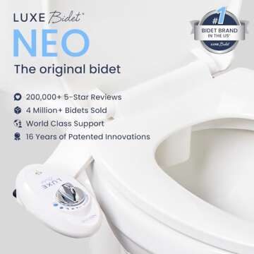 LUXE Bidet NEO 110 - Fresh Water Non-Electric Bidet Attachment for Toilet Seat, Adjustable Water Pre...