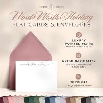 Curio Press Personalized Stationery for Women - Custom Note Cards & Envelopes