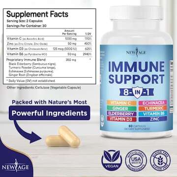 NEW AGE 8 in 1 Immune Support Booster with Echinacea, Zinc & Vitamins