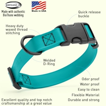 Durable Dogline Biothane Waterproof Collar with Quick Release Buckle for Small to Large Dogs