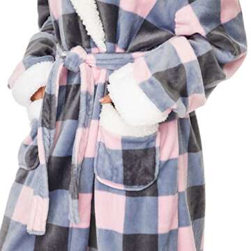ccko Plush Robes for Women - Cozy Fleece Bathrobe with Hood