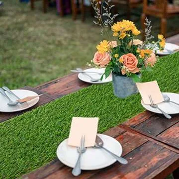 GLOBREEN Artificial Turf Grass Table Runner for Spring, Easter, Wedding and Birthday Parties - 12" x...