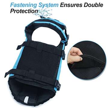 VIVAGLORY Ripstop Dog Life Jacket for Small Medium Large Dogs Boating, Swimming Vest for Dogs with Enhanced Visibility & Buoyancy, Blue