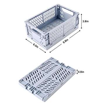4-Pack Plastic Baskets for Shelf Storage Organizing, Durable and Reliable Folding Storage Crate, Ide...