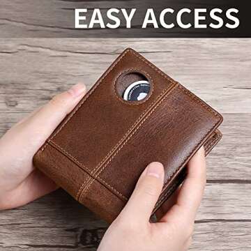 Swallowmall AirTag Wallet Mens RFID Blocking Genuine Bifold Leather Wallets for air tag Men's Wallet...