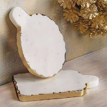 Mud Pie Rectangular Gold Marble Board, 7.50"" x 4.50"""