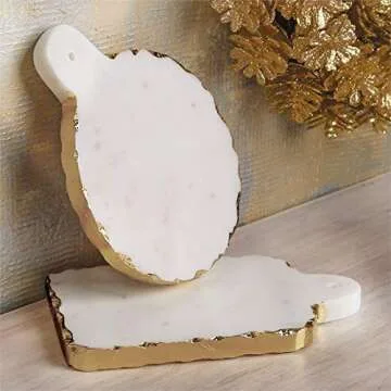 Mud Pie Rectangular Gold Marble Board, 7.50"" x 4.50"""
