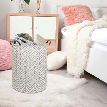 CLOCOR Large Round Storage Bin - Stylish Collapsible Hamper