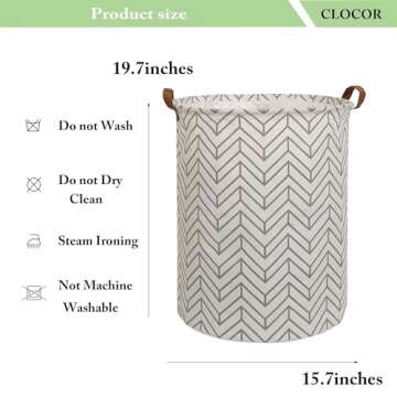 CLOCOR Large Round Storage Bin - Stylish Collapsible Hamper