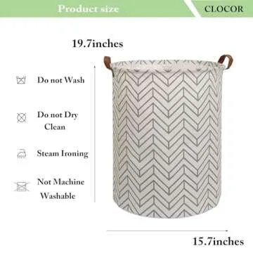 CLOCOR Large Round Storage Bin - Stylish Collapsible Hamper
