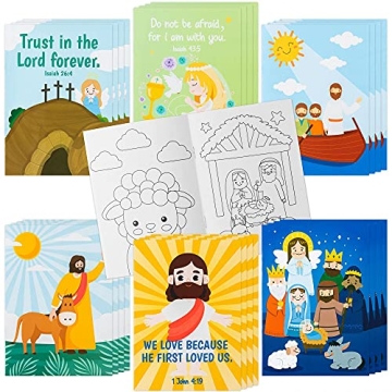 GROBRO7 24Pcs Christian Bible Coloring Books for Kids DIY Art Drawing Book with Angels Priests Churc...
