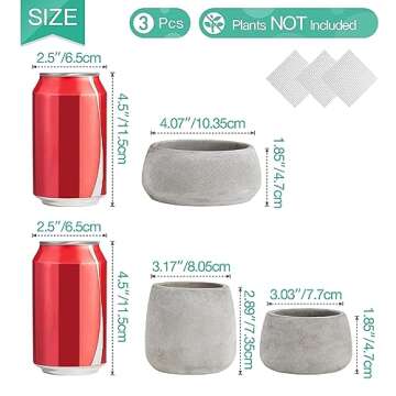 T4U 3 Inch - 4.25 Inch Cement Succulent Cactus Pot, Concrete Planter Pot Container Window Box, Small...