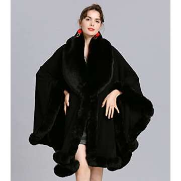 Elegant Faux Fur Collar Cardigan Shawl for Winter Style