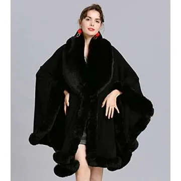 Elegant Faux Fur Collar Cardigan Shawl for Winter Style