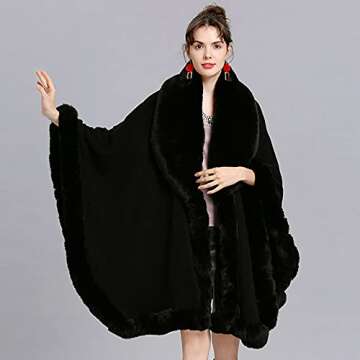 Elegant Faux Fur Collar Cardigan Shawl for Winter Style