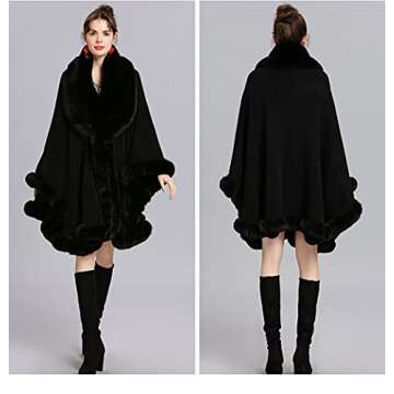 Elegant Faux Fur Collar Cardigan Shawl for Winter Style