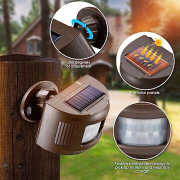 Solar Driveway Alarm Wireless Sensor System & Driveway Sensor Alert System Weatherproof Security Out...