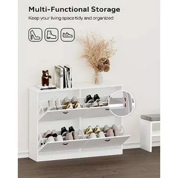 MIRROTOWEL Shoe Cabinet,Hidden Slim Narrow Shoe Rack Cabinet with 4 Drawers for Entryway, Foyer,Hallway,Bedroom,White