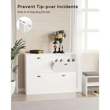 MIRROTOWEL Shoe Cabinet,Hidden Slim Narrow Shoe Rack Cabinet with 4 Drawers for Entryway, Foyer,Hallway,Bedroom,White