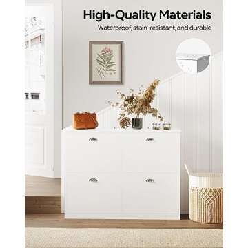 MIRROTOWEL Shoe Cabinet,Hidden Slim Narrow Shoe Rack Cabinet with 4 Drawers for Entryway, Foyer,Hallway,Bedroom,White