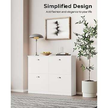 MIRROTOWEL Shoe Cabinet,Hidden Slim Narrow Shoe Rack Cabinet with 4 Drawers for Entryway, Foyer,Hallway,Bedroom,White