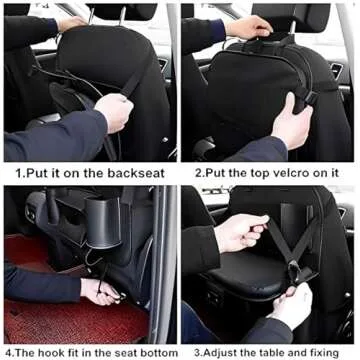 EAQ 2 Pack Car Back seat Organizer with Foldable Table Tray, PU Leather Car Back seat Organizer for Babies Toys Storage with Foldable Dining Table Holder Pocket