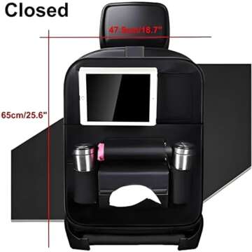 EAQ 2 Pack Car Back seat Organizer with Foldable Table Tray, PU Leather Car Back seat Organizer for Babies Toys Storage with Foldable Dining Table Holder Pocket