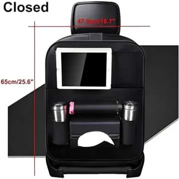 EAQ 2 Pack Car Back seat Organizer with Foldable Table Tray, PU Leather Car Back seat Organizer for Babies Toys Storage with Foldable Dining Table Holder Pocket