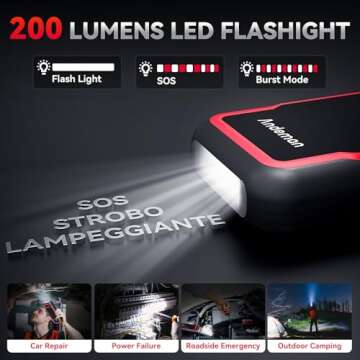 Andeman Car Jump Starter 3000A Peak 20000mAh (Start 9L Gas Engine or up to 7L Diesel Engine) Battery Charger Automotive, 12V Car Jumper, Power Bank Power Pack with Quick Charge Type-C Ports, Red