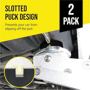 Mission Automotive 2-Pack of Rubber Jack Pads (Slotted Pucks) - Universal, Standard-Size Adapter - F...