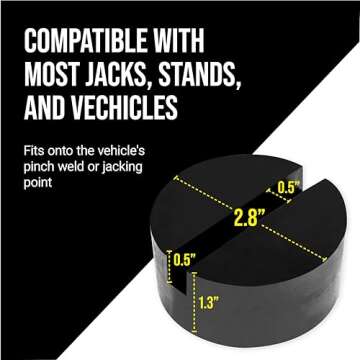 Mission Automotive 2-Pack of Rubber Jack Pads (Slotted Pucks) - Universal, Standard-Size Adapter - Frame Rail Protector Puck/Pad Keeps Pinch Weld, Paint and Metal Safe