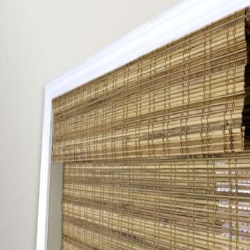 ARLO BLINDS Sheer Bamboo Roman Shades - Tuscan, 34" W x 60" H Elegant Bamboo Blinds