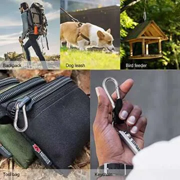 Small Carabiner Clip Hooks, 10pcs 2.36 inch Carabiners Heavy Duty, 304 Stainless Steel Spring Snap Hook Fits Camping Hiking, Metal Clips for Rope Chain Keys Rings