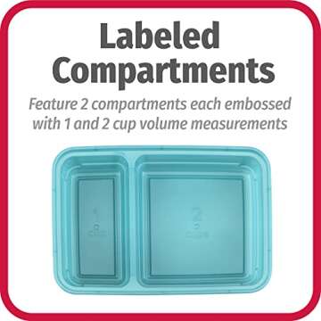 Good Cook Meal Prep, 2 Compartment BPA Free, Microwavable/Dishwasher/Freezer Safe, Teal