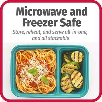 Good Cook Meal Prep, 2 Compartment BPA Free, Microwavable/Dishwasher/Freezer Safe, Teal