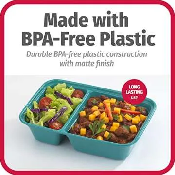 Good Cook Meal Prep, 2 Compartment BPA Free, Microwavable/Dishwasher/Freezer Safe, Teal