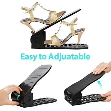 YIHATA Shoe Slots Organizer, Adjustable Shoe Stacker Storage Space Saver, Double Deck Shoe Rack Holder for Closet Organization, Thickening Quality Upgrade (16Pack, Black)