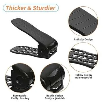 YIHATA Shoe Slots Organizer, Adjustable Shoe Stacker Storage Space Saver, Double Deck Shoe Rack Holder for Closet Organization, Thickening Quality Upgrade (16Pack, Black)