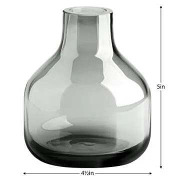 Torre & Tagus Solid Color Round Art Glass Vase for Flowers - 5" Tall Unique Flower Vase, Clear Handm...