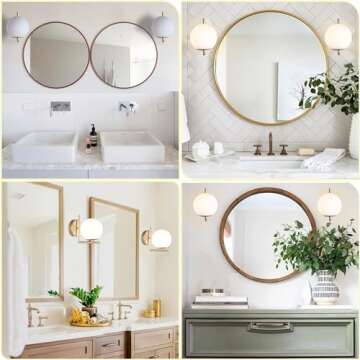 Yuniexuber Gold Mid Century Wall Sconces Set of Two,Modern Sconces Wall Lighting Decor with Globe Milky White Glass Shade for Bedroom Kitchen Hallway Living Room Bathroom Vanity Light Fixture