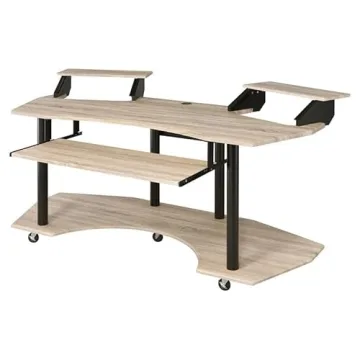 Elegant Music Recording Studio Desk in Natural Oak