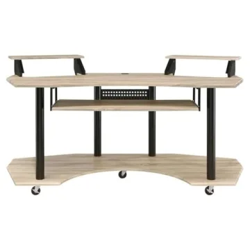 Elegant Music Recording Studio Desk in Natural Oak