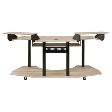 Elegant Music Recording Studio Desk in Natural Oak