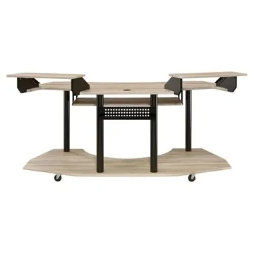 Elegant Music Recording Studio Desk in Natural Oak