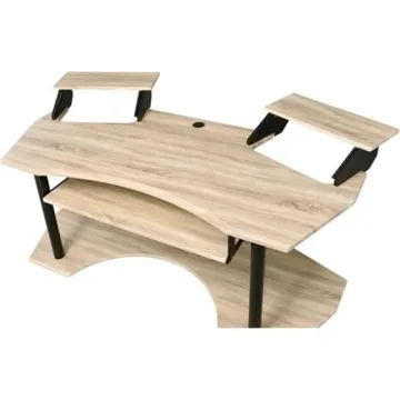 Elegant Music Recording Studio Desk in Natural Oak
