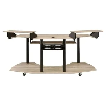 Elegant Music Recording Studio Desk in Natural Oak