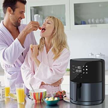 Air Fryer, PETALIRS 6 Quart Air fryer Oven, 12 in 1 Electric Hot Oven 1700W Air Fryer Toaster Oven with LCD Digital Touch Screen, Black