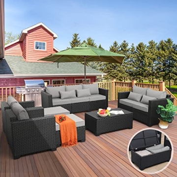 Stylish Rattaner 7 Piece Patio Furniture Set with Storage
